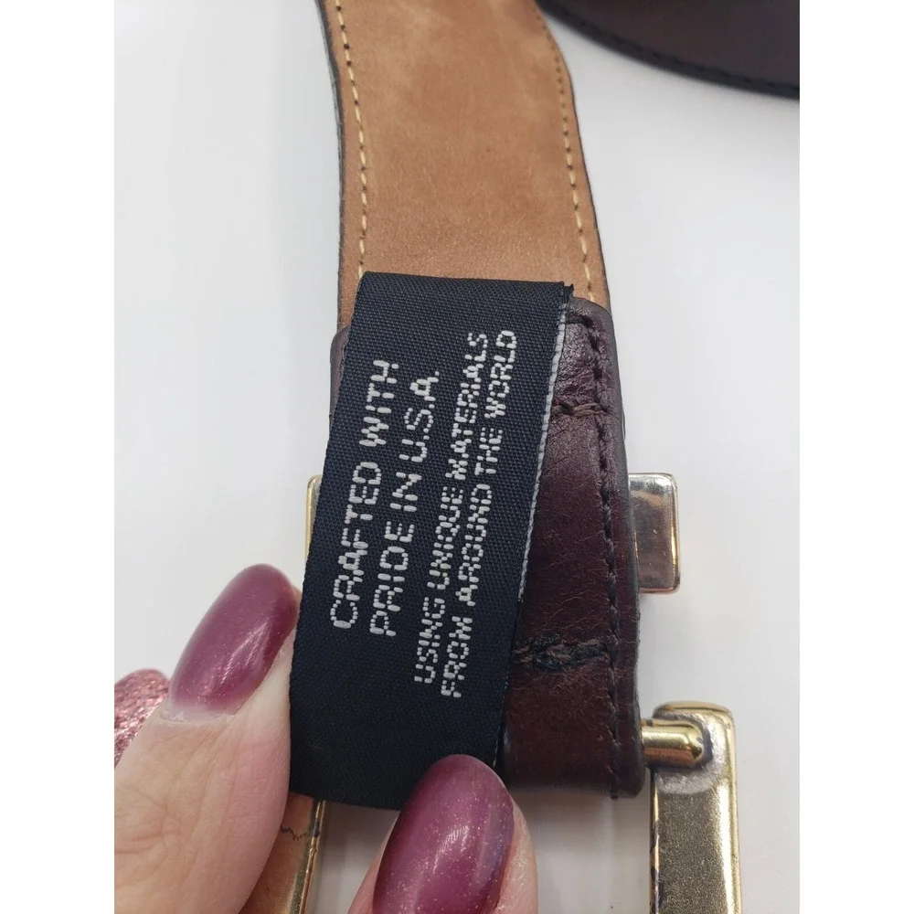 Onyx By Brighton Leather Belt Mens Brown 42 USA Western Minimalist Unique Luxury